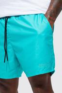 Mens Green Plus Mid Length Plain Man Swim Shorts
