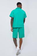 Mens Green Short Sleeve Revere Boxy Technical Shirt & Short Set