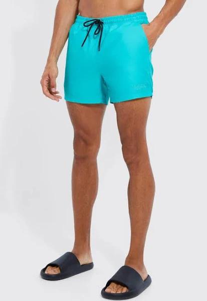 Mens Green Tall Short Length Plain Man Swim Shorts