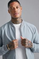 Mens Grey 4 Way Stretch Smart Bomber