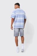Mens Grey Elastic Waist Relaxed Acid Wash Cargo Shorts