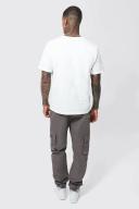 Mens Grey Elastic Waist Slim Fit Buckle Cargo Jogger