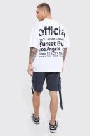 Mens Grey Fixed Relaxed Cargo With Strap Detail Short