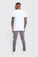 Mens Grey Fixed Waist Skinny Textured Chino