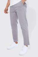 Mens Grey Fixed Waist Slim Cropped Chino