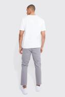 Mens Grey Fixed Waist Slim Cropped Chino
