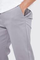 Mens Grey Fixed Waist Slim Cropped Chino