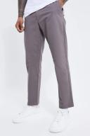 Mens Grey Fixed Waist Slim Cropped Textured Chino