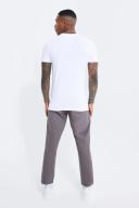 Mens Grey Fixed Waist Slim Cropped Textured Chino
