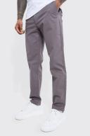 Mens Grey Fixed Waist Slim Fit Textured Chino