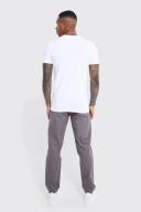 Mens Grey Fixed Waist Slim Fit Textured Chino