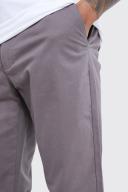 Mens Grey Fixed Waist Slim Fit Textured Chino