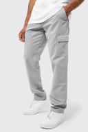 Mens Grey Fixed Waist Straight Leg Twill Cargo Trouser