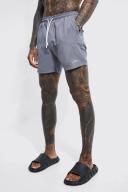 Mens Grey Man Signature Mid Length Swim Shorts