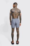 Mens Grey Man Signature Mid Length Swim Shorts