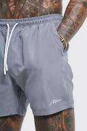 Mens Grey Man Signature Mid Length Swim Shorts