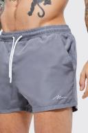Mens Grey Man Signature Short Length Swim Shorts