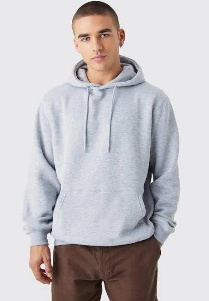 Mens Grey Marl Basic Over The Head Hoodie