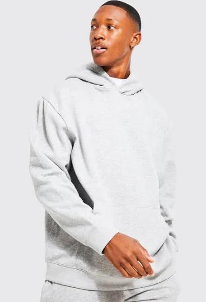 Mens Grey Marl Lightweight Oversized Hoodie