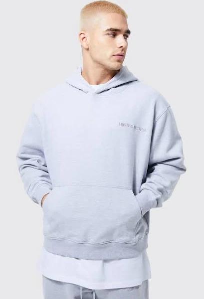 Mens Grey Marl Oversized Limited Premium Boxy Hoodie