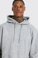 Mens Grey Marl Oversized Over The Head Hoodie