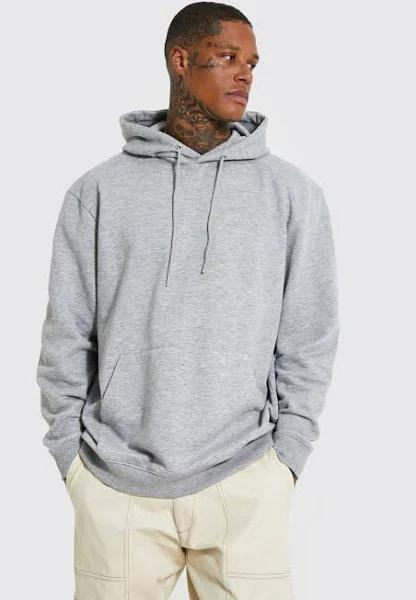 Mens Grey Marl Oversized Over The Head Hoodie