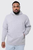 Mens Grey Marl Plus Basic Regular Fit Hoodie
