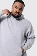 Mens Grey Marl Plus Basic Regular Fit Hoodie