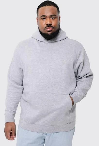 Mens Grey Marl Plus Basic Regular Fit Hoodie