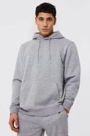 Mens Grey Marl Regular Fit Over The Head Hoodie