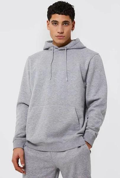 Mens Grey Marl Regular Fit Over The Head Hoodie