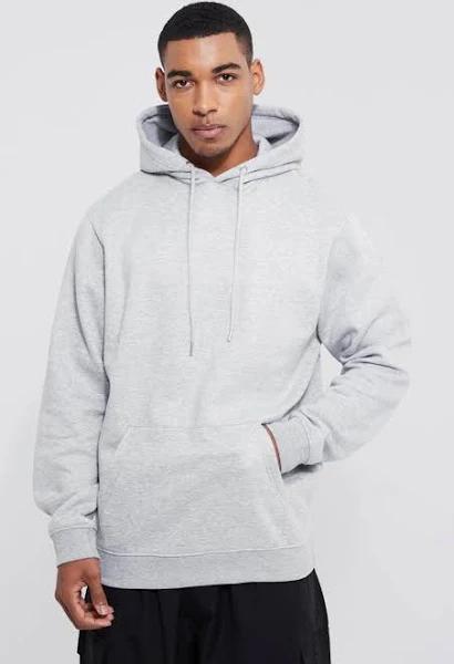 Mens Grey Marl Tall Basic Over The Head Hoodie