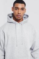 Mens Grey Marl Tall Basic Over The Head Hoodie