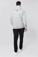 Mens Grey Marl Tall Basic Oversized Over The Head Hoodie