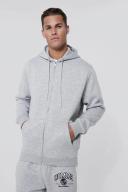 Mens Grey Marl Tall Basic Zip Through Hoodie