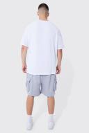 Mens Grey Marl Tall Oversized Drop Crotch Ruched Cargo Short
