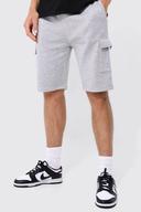 Mens Grey Marl Tall Slim Fit Mid Length Jersey Cargo Short