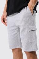 Mens Grey Marl Tall Slim Fit Mid Length Jersey Cargo Short