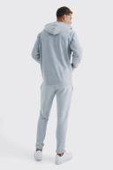 Mens Grey Marl Tall Zip Through Hoodie