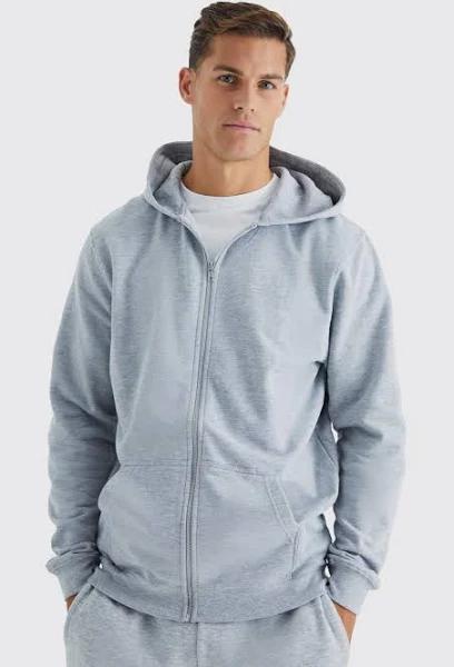 Mens Grey Marl Tall Zip Through Hoodie