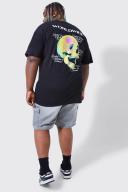 Mens Grey Plus Elastic Waist Relaxed Acid Wash Cargo Shorts