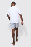 Mens Grey Plus Mid Length Cargo Swim Shorts