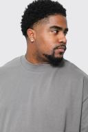 Mens Grey Plus Oversized Extended Neck Heavy T-Shirt