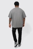 Mens Grey Plus Oversized Extended Neck Heavy T-Shirt