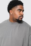 Mens Grey Plus Oversized Extended Neck Heavy T-Shirt