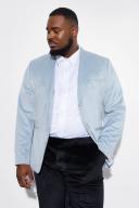 Mens Grey Plus Skinny Velour Blazer