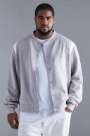 Mens Grey Plus Suedette Varsity Bomber