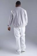 Mens Grey Plus Suedette Varsity Bomber