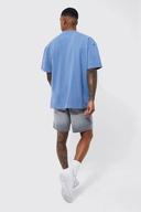 Mens Grey Relaxed Rigid All Over Rip Denim Shorts