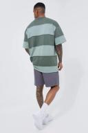 Mens Grey Relaxed Rigid Coated Denim Short